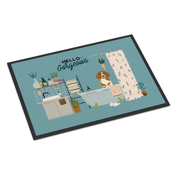 Carolines Treasures Carolines Treasures CK7494MAT 18 x 27 in. Brittany Spaniel in Bathtub Indoor or Outdoor Mat CK7494MAT - main